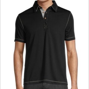 NEW Jack & Jones Black Polo Shirt Contrast White Piping Size Small Saks Fifth Av